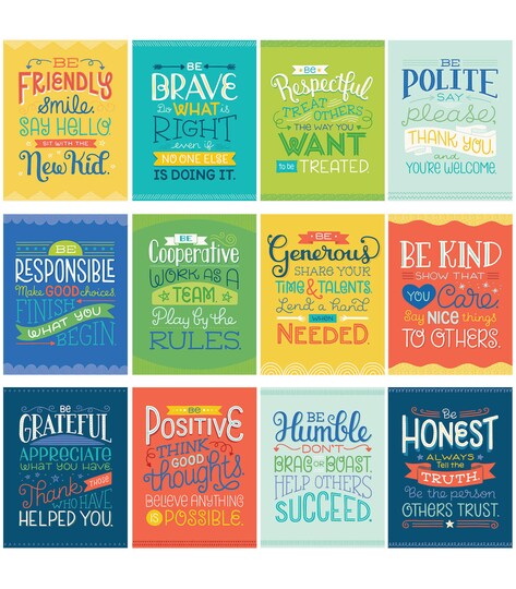 Carson Dellosa 12-Piece Positive Affirmations Posters, Motivational 8.5" x 11" Wall Decor, Growth Mindset Art Set for Bulletin Board, Classroom, Office Decorations, School Counselor Office Must Haves